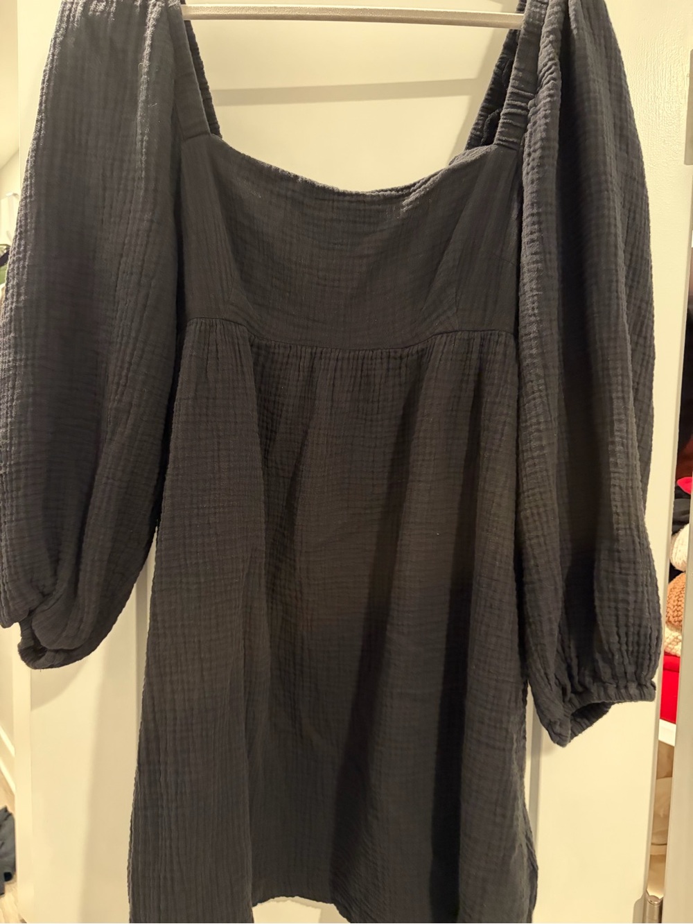 J. Crew Black Long-Sleeve Square Neck Mini Dress
